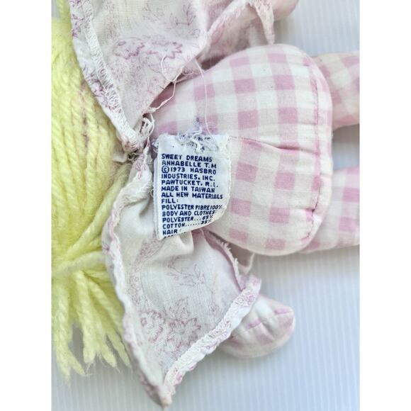 Vtg Hasbro Romper Room Softies Sweet Dreams Annabelle Pink Yarn Hair Doll 9.5” - Picture 4 of 5
